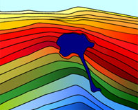 Geologisches Untergrundmodell. Prospektionsziel sind die Schichten unterhalb des Salzlagers.
